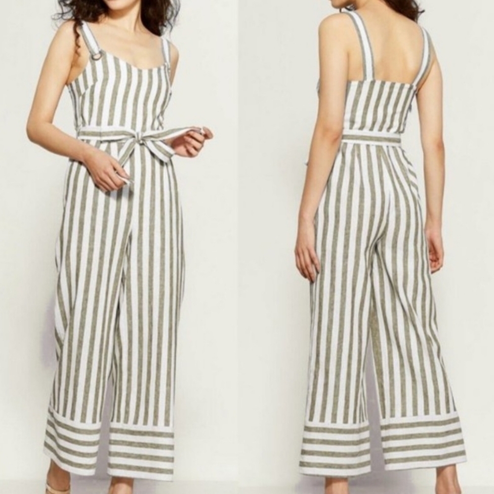 ROMEO & JULIET Striped Linen Jumpsuit EUC Size M
